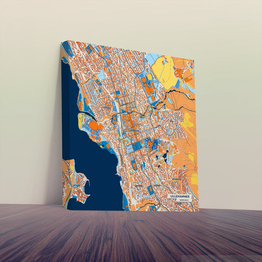 Lillehammer Norway Colorful City Map Canvas Print