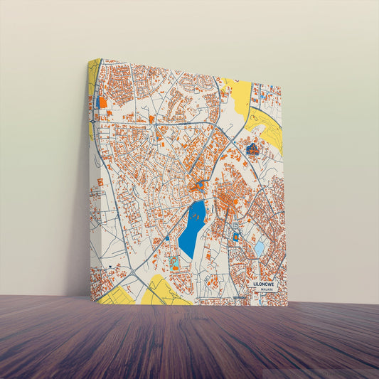 Lilongwe Malawi Colorful City Map Canvas Print
