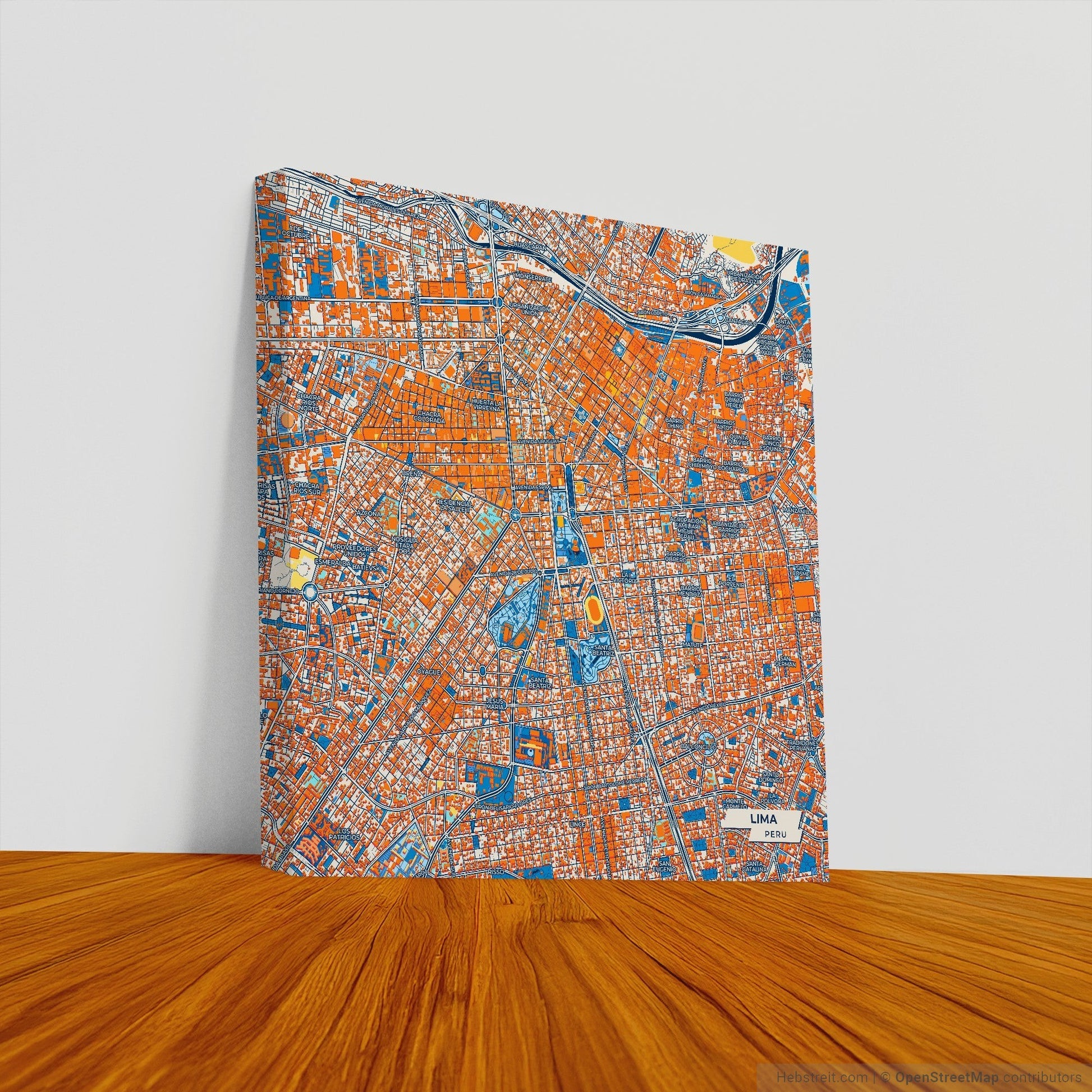 Lima Peru Colorful City Map Canvas Print