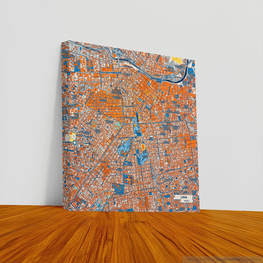 Lima Peru Colorful City Map Canvas Print