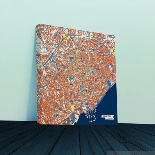 Limassol   Cyprus Colorful City Map Canvas Print