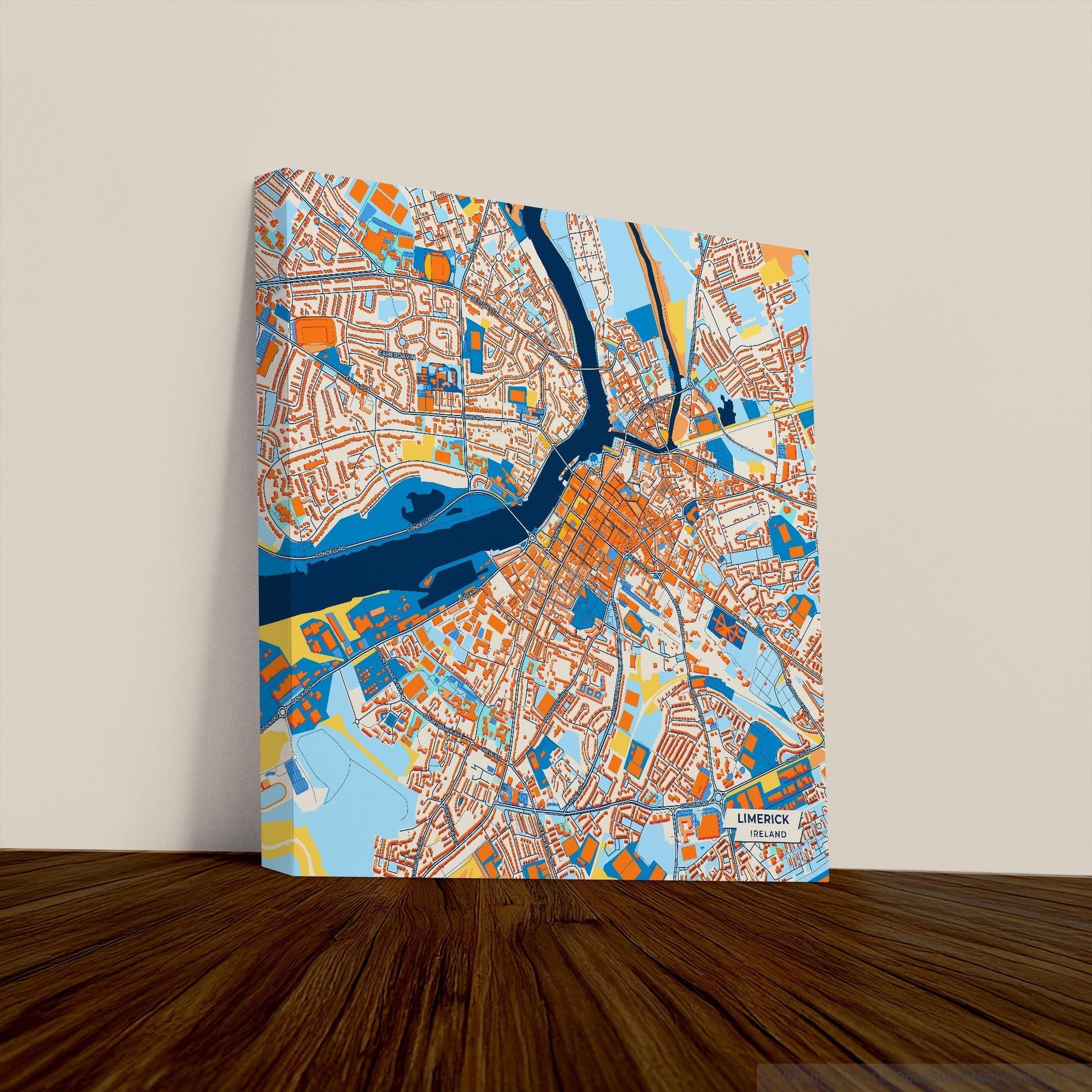 Limerick Ireland Colorful City Map Canvas Print