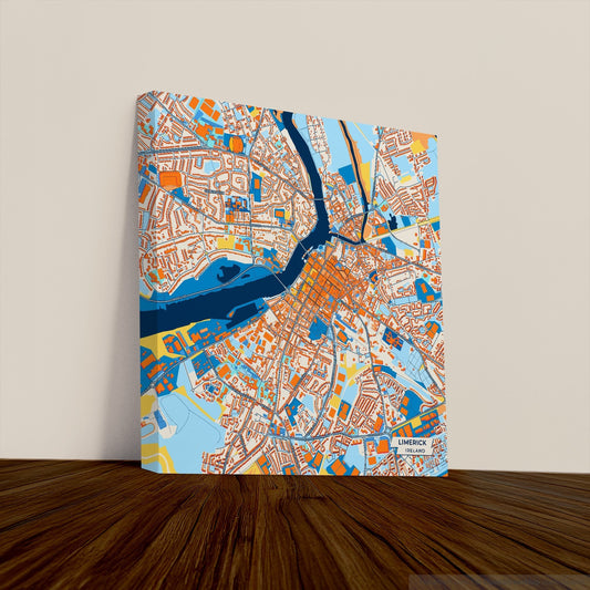 Limerick Ireland Colorful City Map Canvas Print