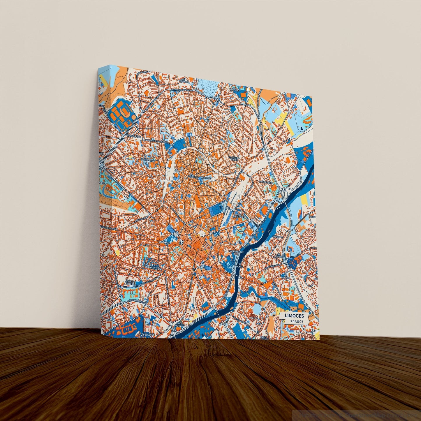 Limoges France Colorful City Map Canvas Print