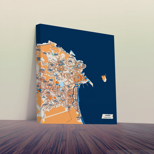 Limón Costa Rica Colorful City Map Canvas Print