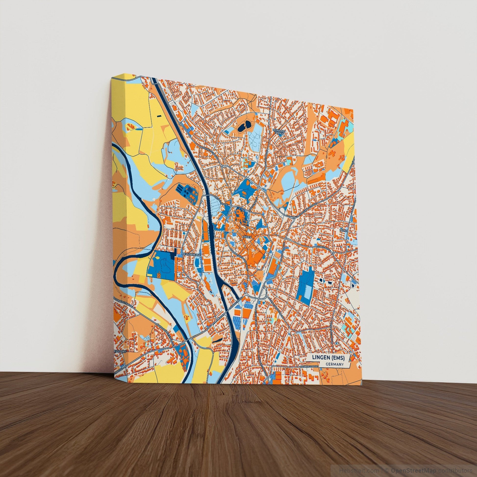 Lingen (Ems) Germany Colorful City Map Canvas Print