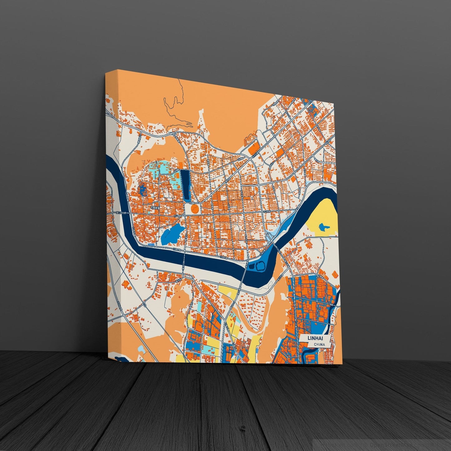 Linhai China Colorful City Map Canvas Print