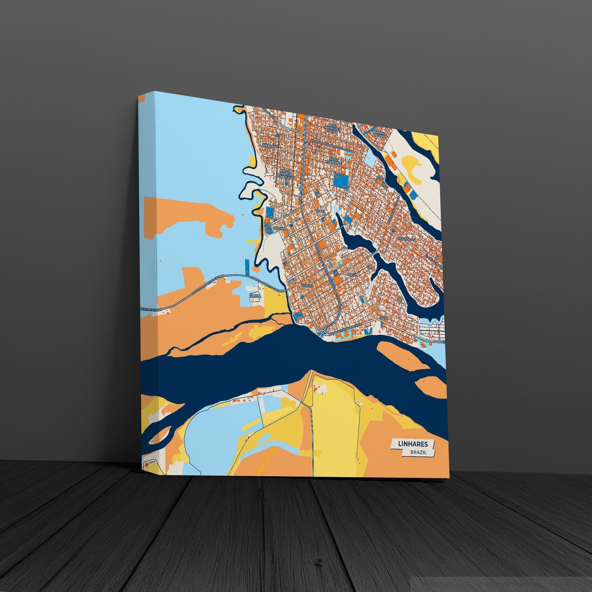 Linhares Brazil Colorful City Map Canvas Print