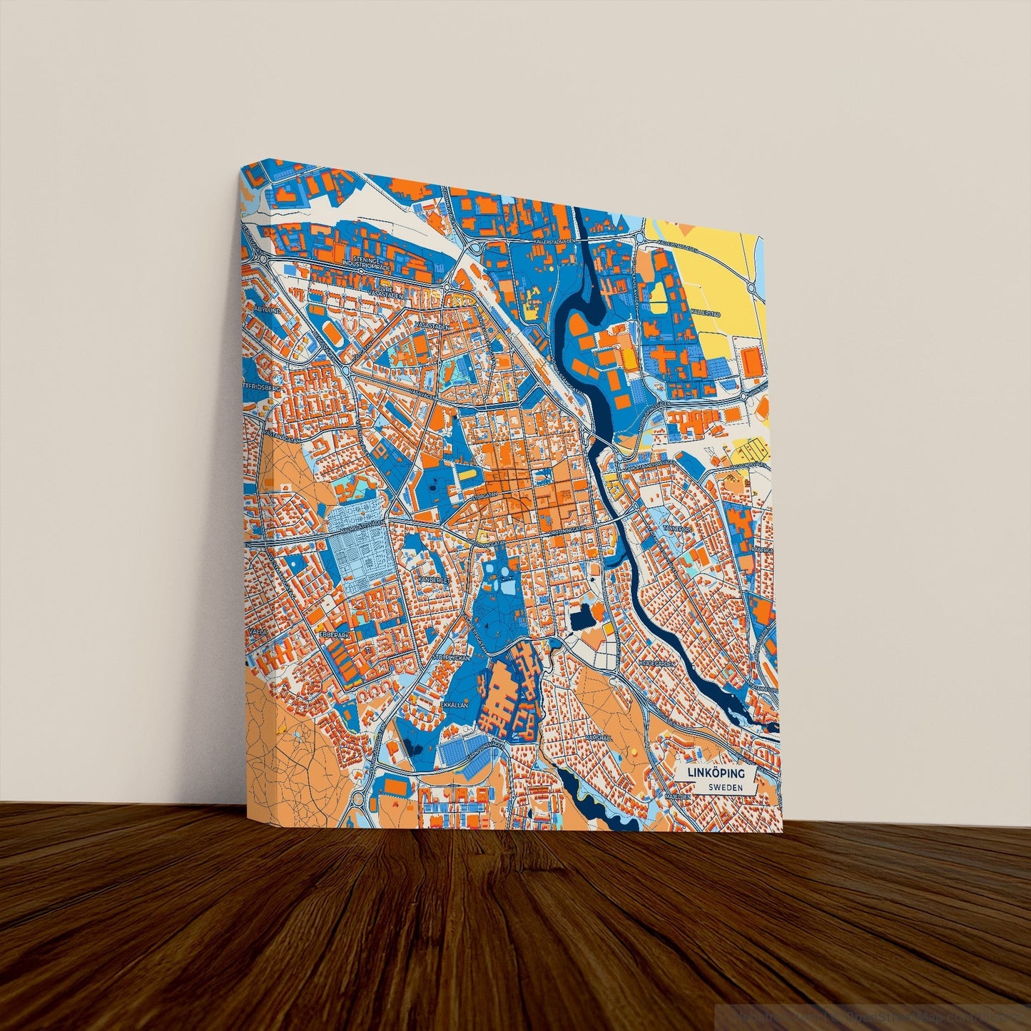 Linköping Sweden Colorful City Map Canvas Print