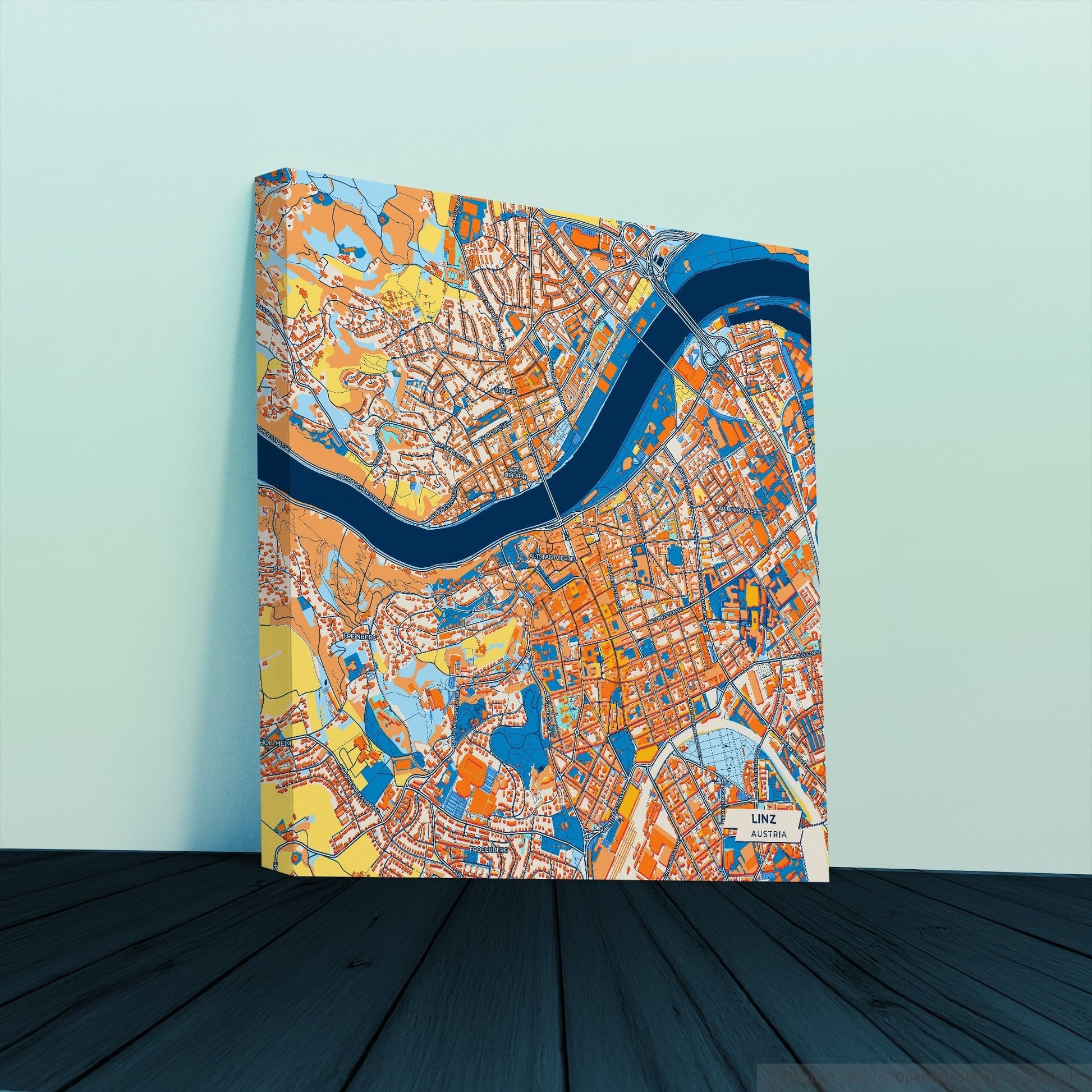 Linz Austria Colorful City Map Canvas Print