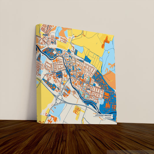 Liptovský Mikuláš Slovakia Colorful City Map Canvas Print