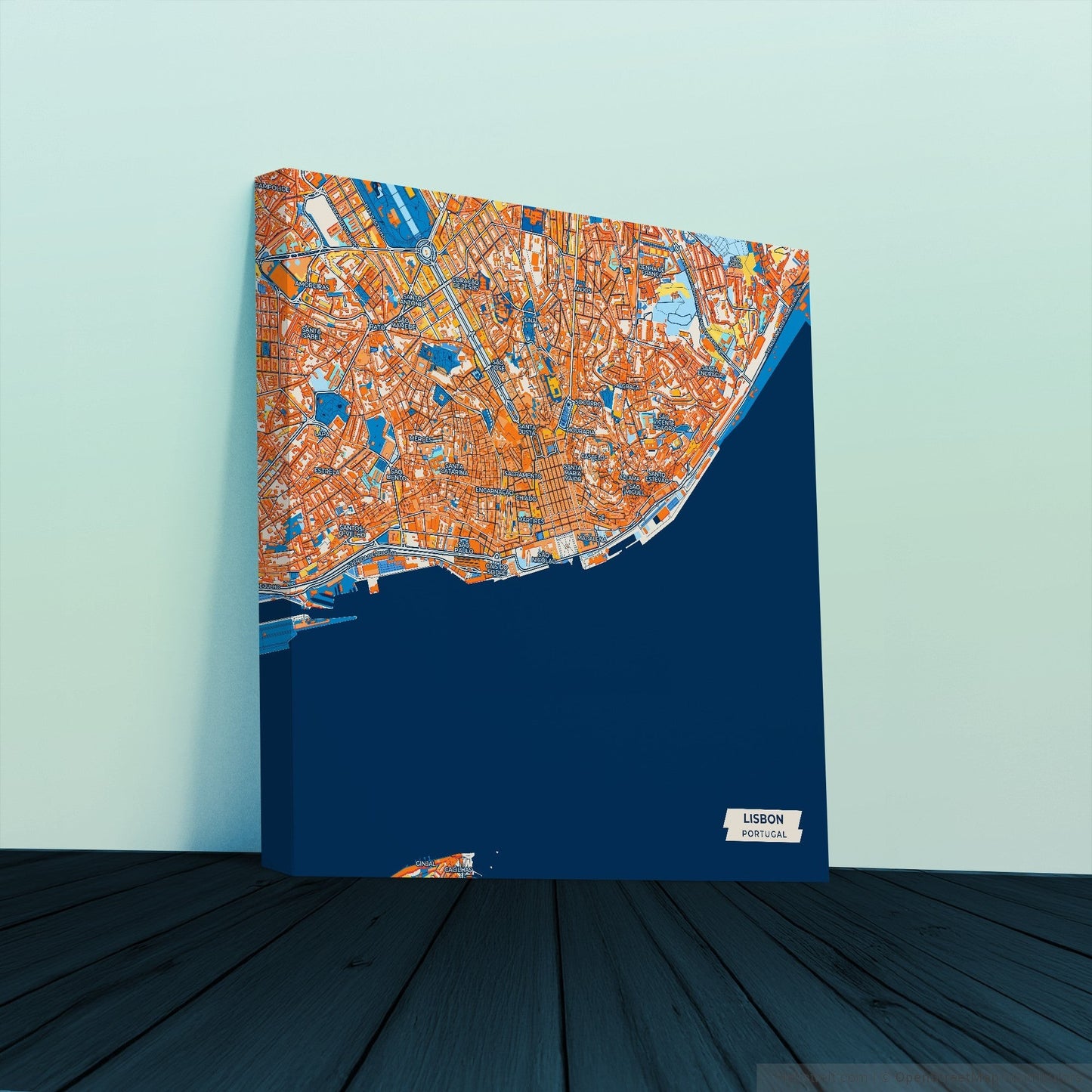 Lisbon Portugal Colorful City Map Canvas Print