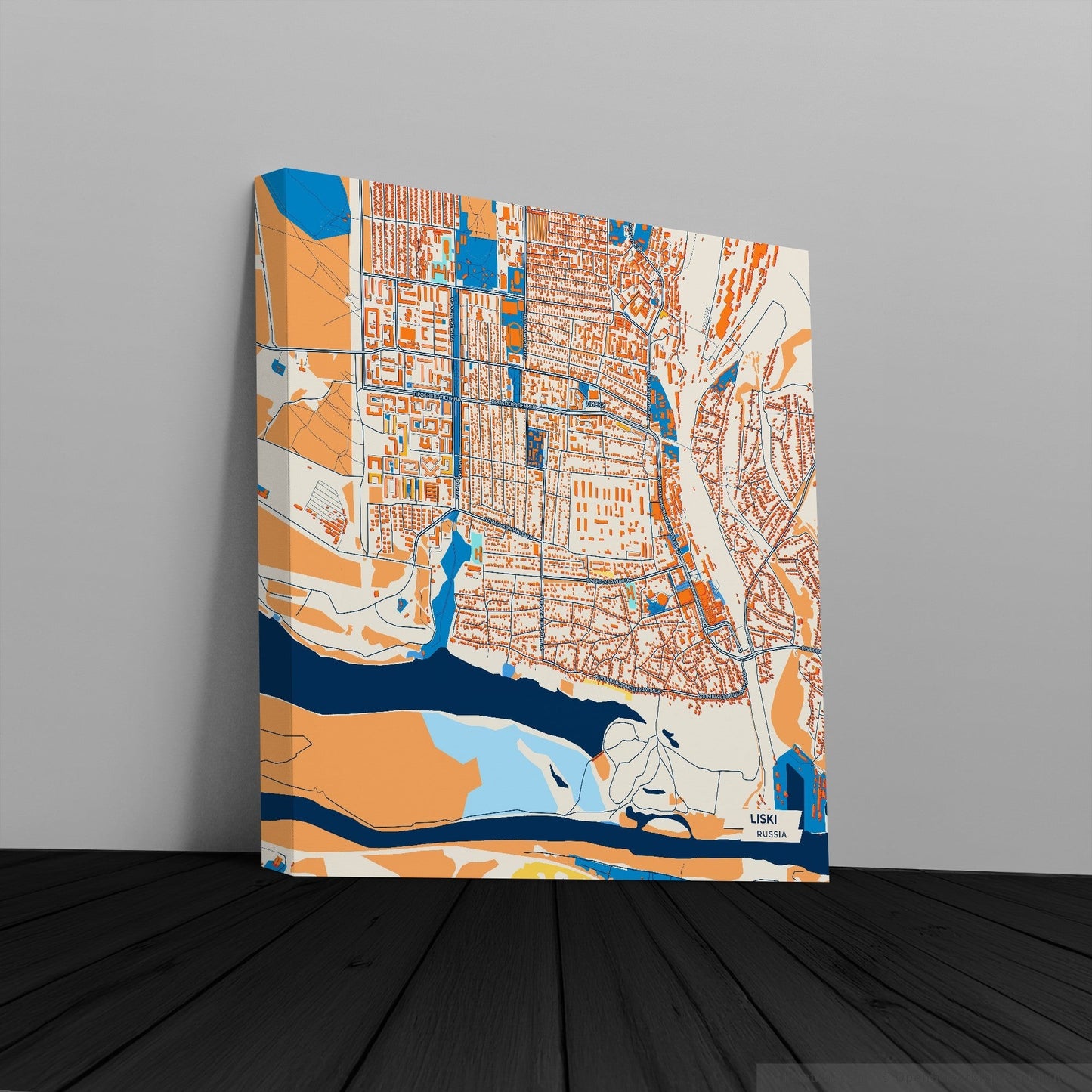 Лиски Russia Colorful City Map Canvas Print