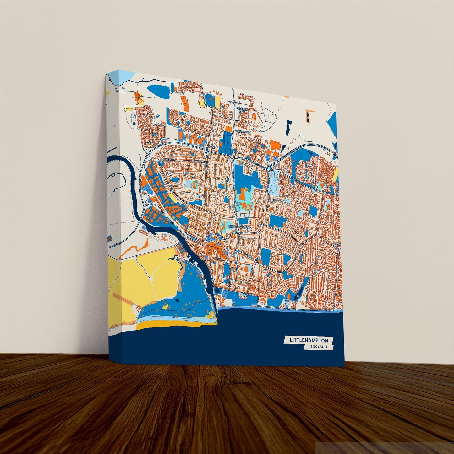Littlehampton England Colorful City Map Canvas Print