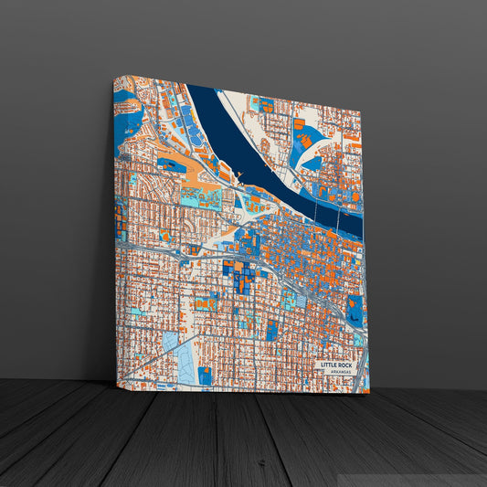 Little Rock Arkansas Colorful City Map Canvas Print