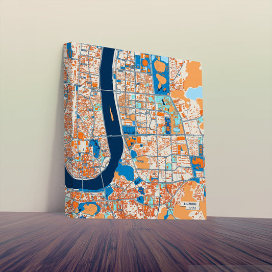Liuzhou China Colorful City Map Canvas Print