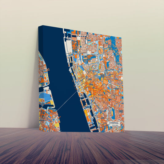 Liverpool England Colorful City Map Canvas Print