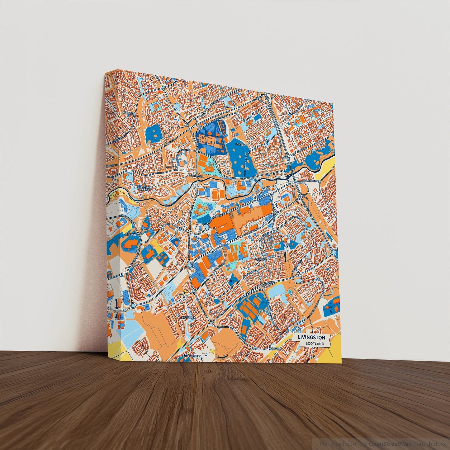 Livingston Scotland Colorful City Map Canvas Print