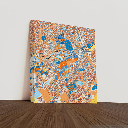 Livingston Scotland Colorful City Map Canvas Print