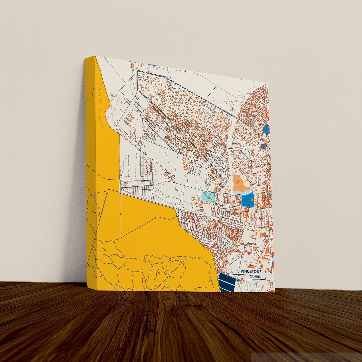 Livingstone Zambia Colorful City Map Canvas Print