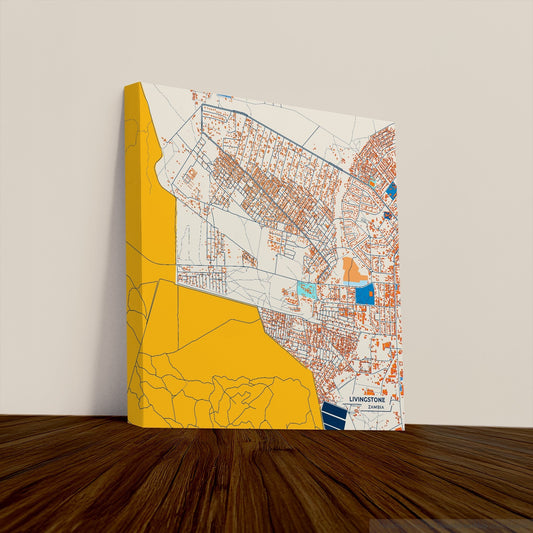 Livingstone Zambia Colorful City Map Canvas Print