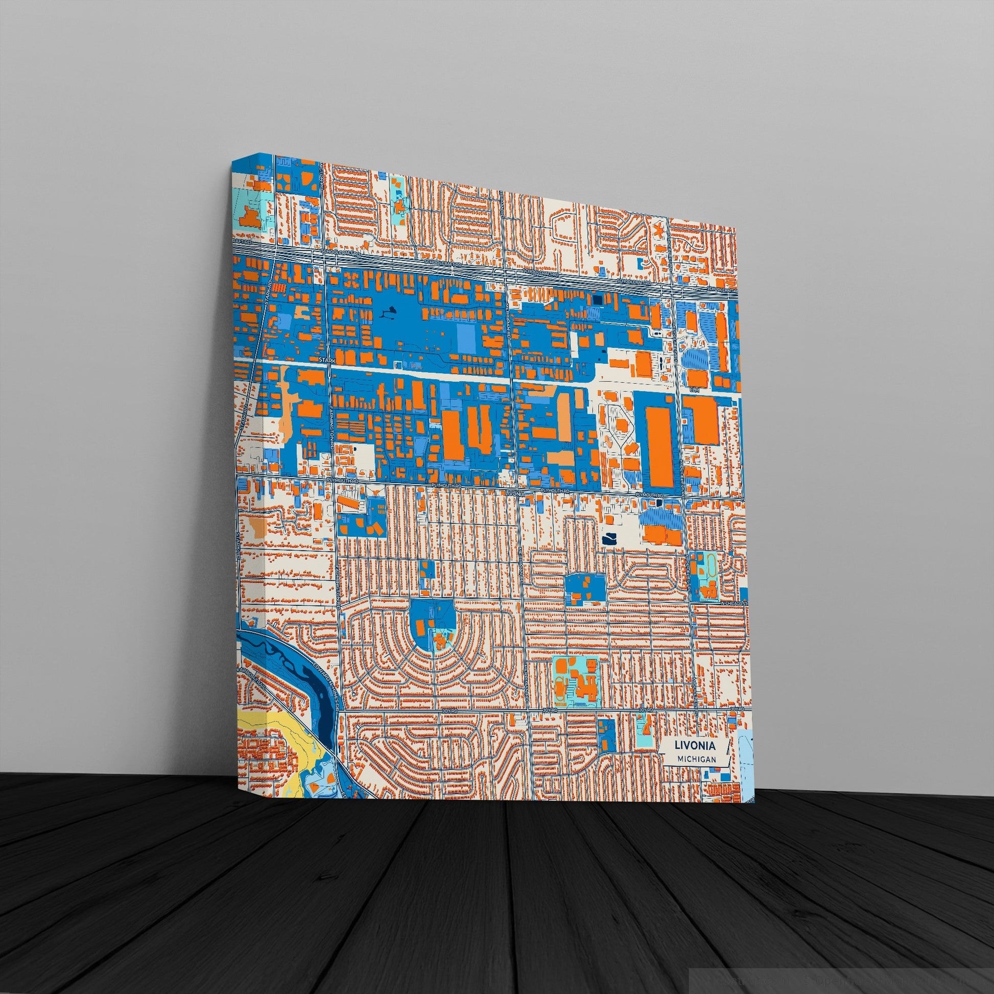 Livonia Michigan Colorful City Map Canvas Print