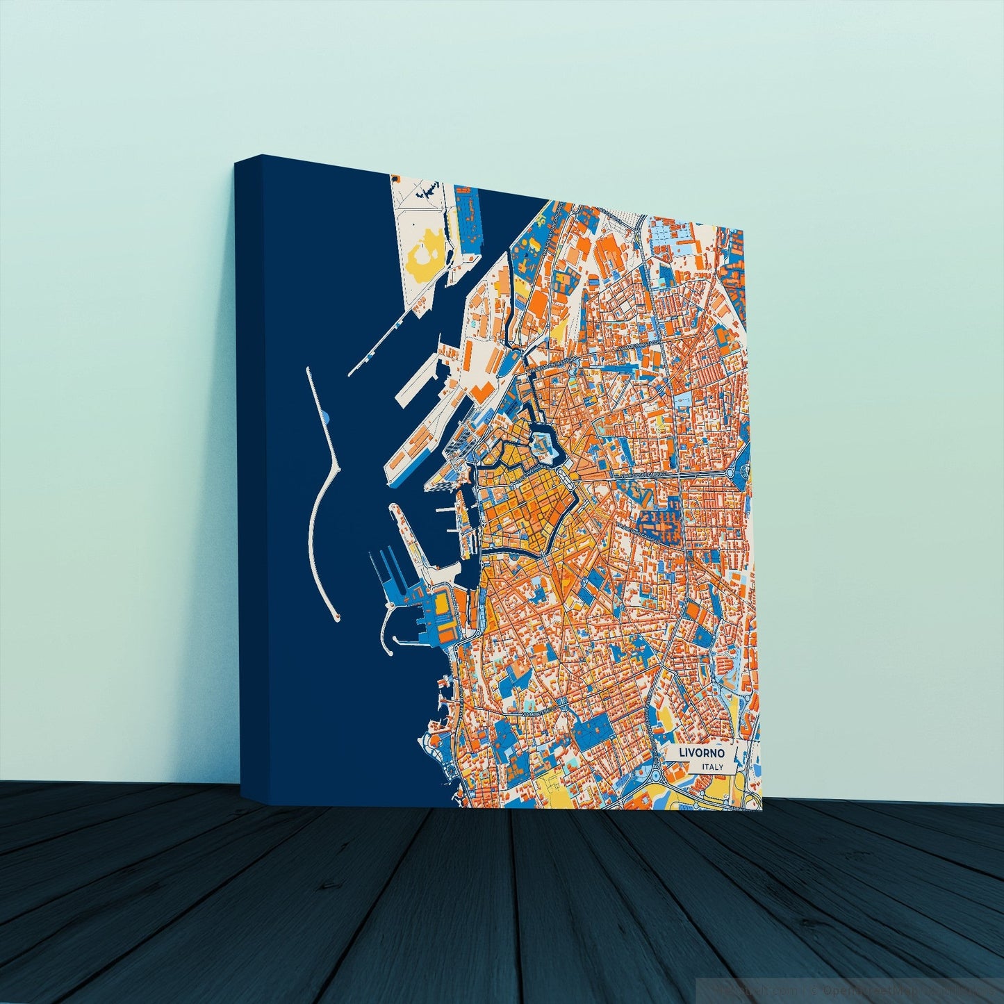 Livorno Italy Colorful City Map Canvas Print