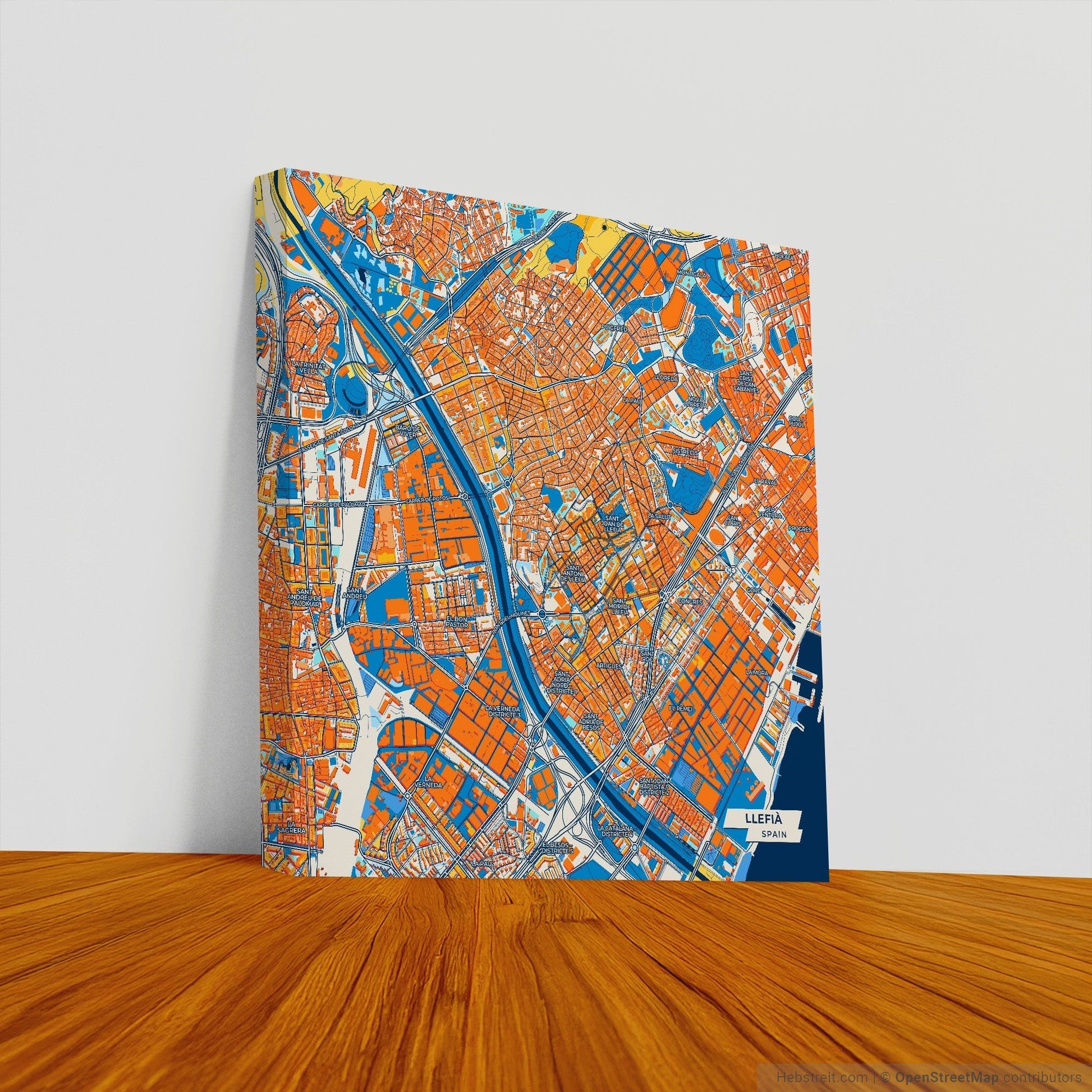 Llefià Spain Colorful City Map Canvas Print