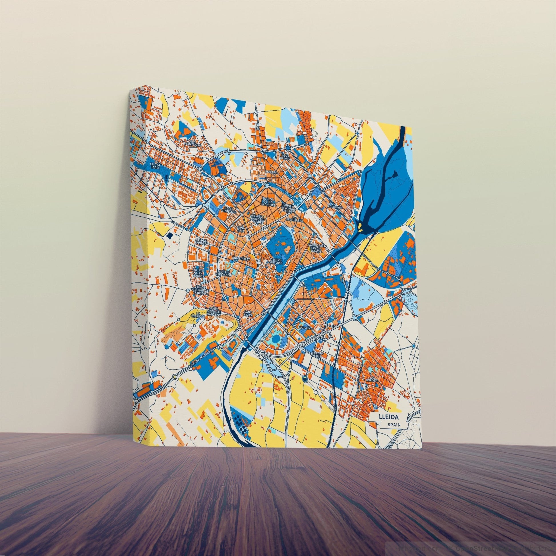 Lleida Spain Colorful City Map Canvas Print