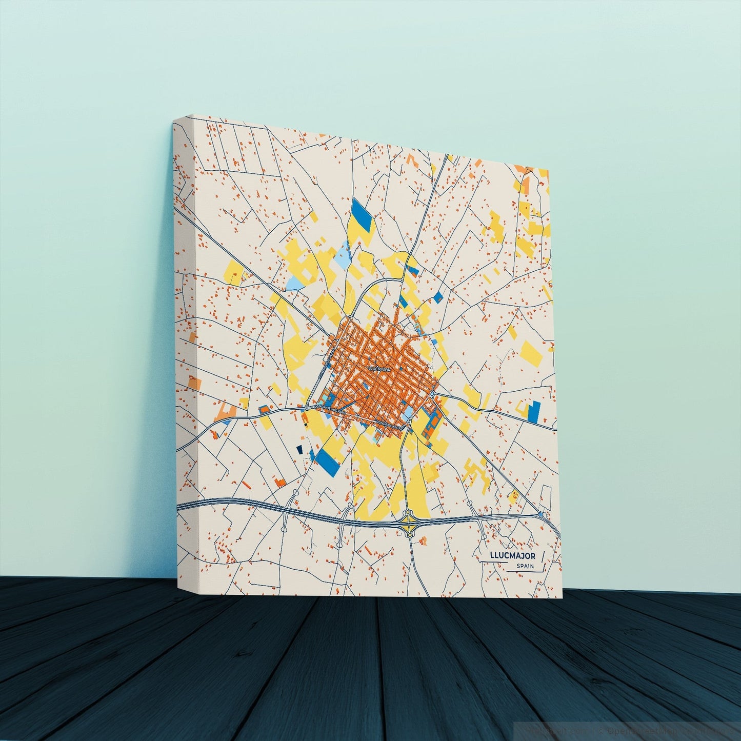 Llucmajor Spain Colorful City Map Canvas Print