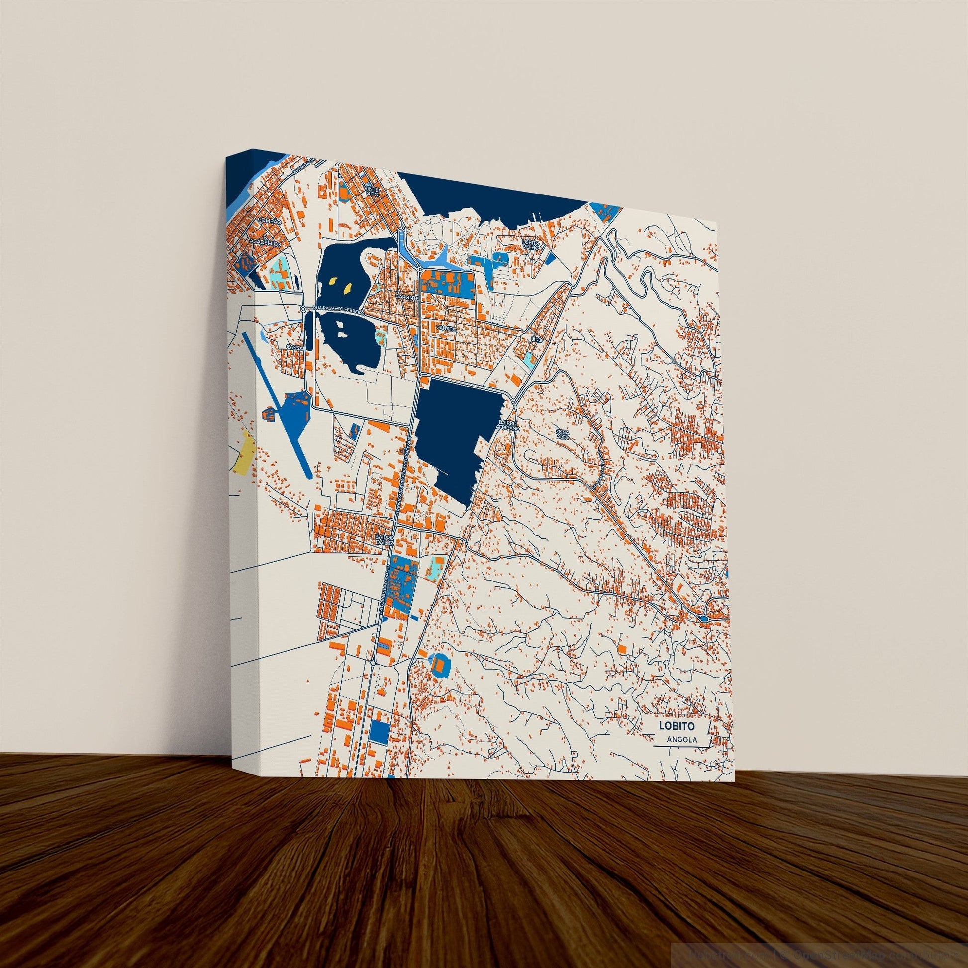 Lobito Angola Colorful City Map Canvas Print