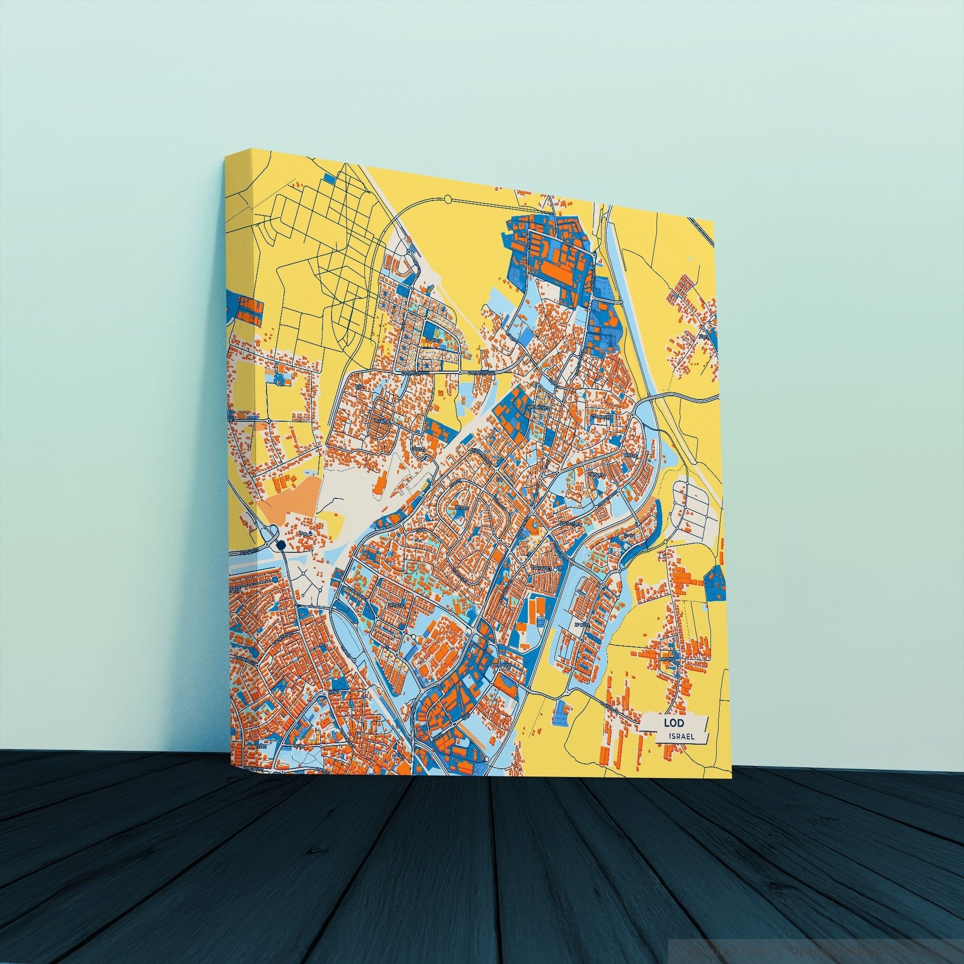 Lod Israel Colorful City Map Canvas Print