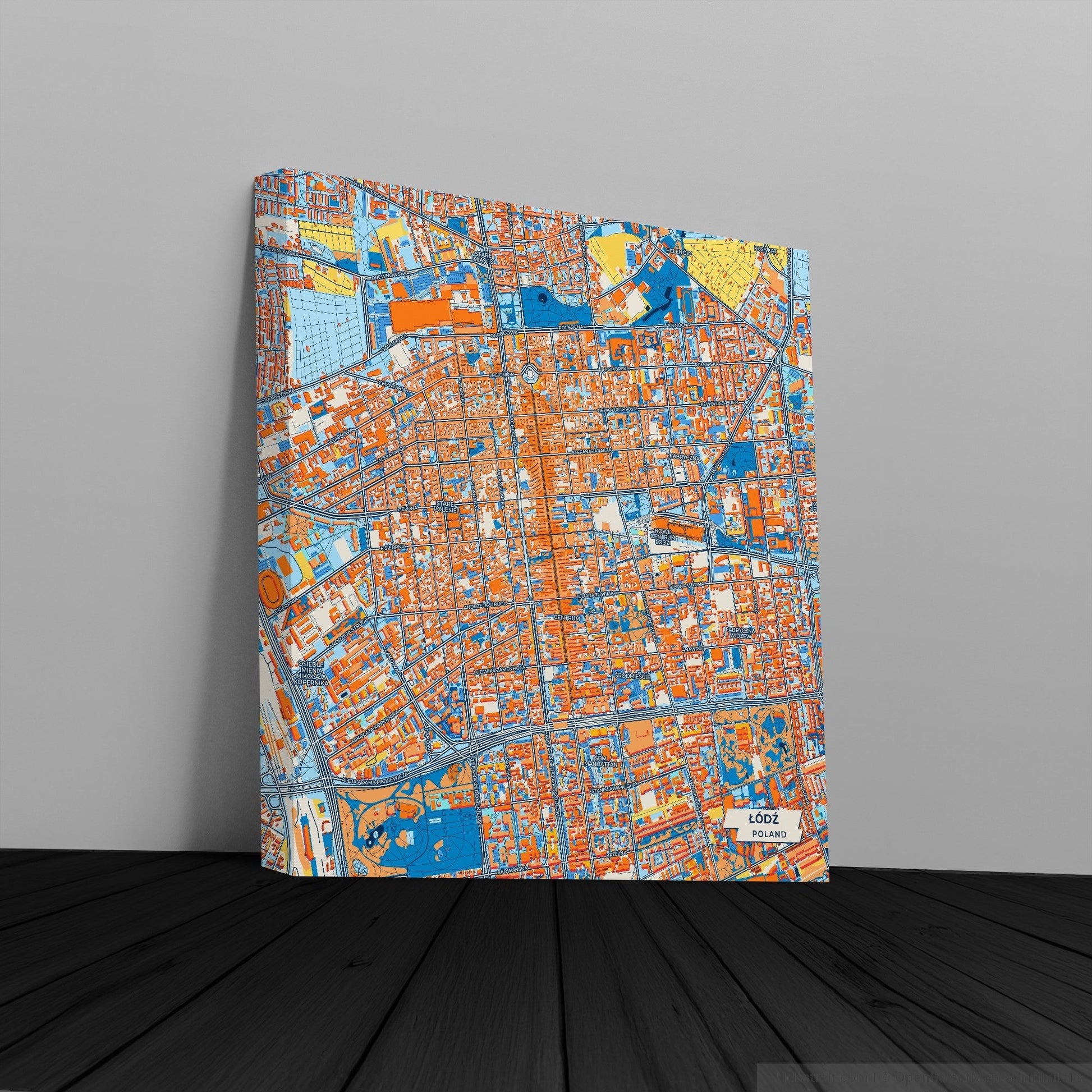 Łódź Poland Colorful City Map Canvas Print