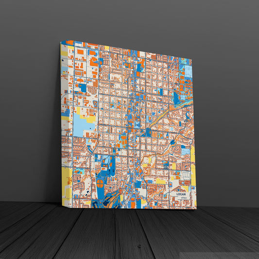 Logan Utah Colorful City Map Canvas Print