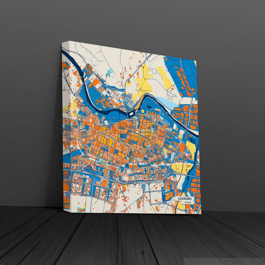 Logroño Spain Colorful City Map Canvas Print