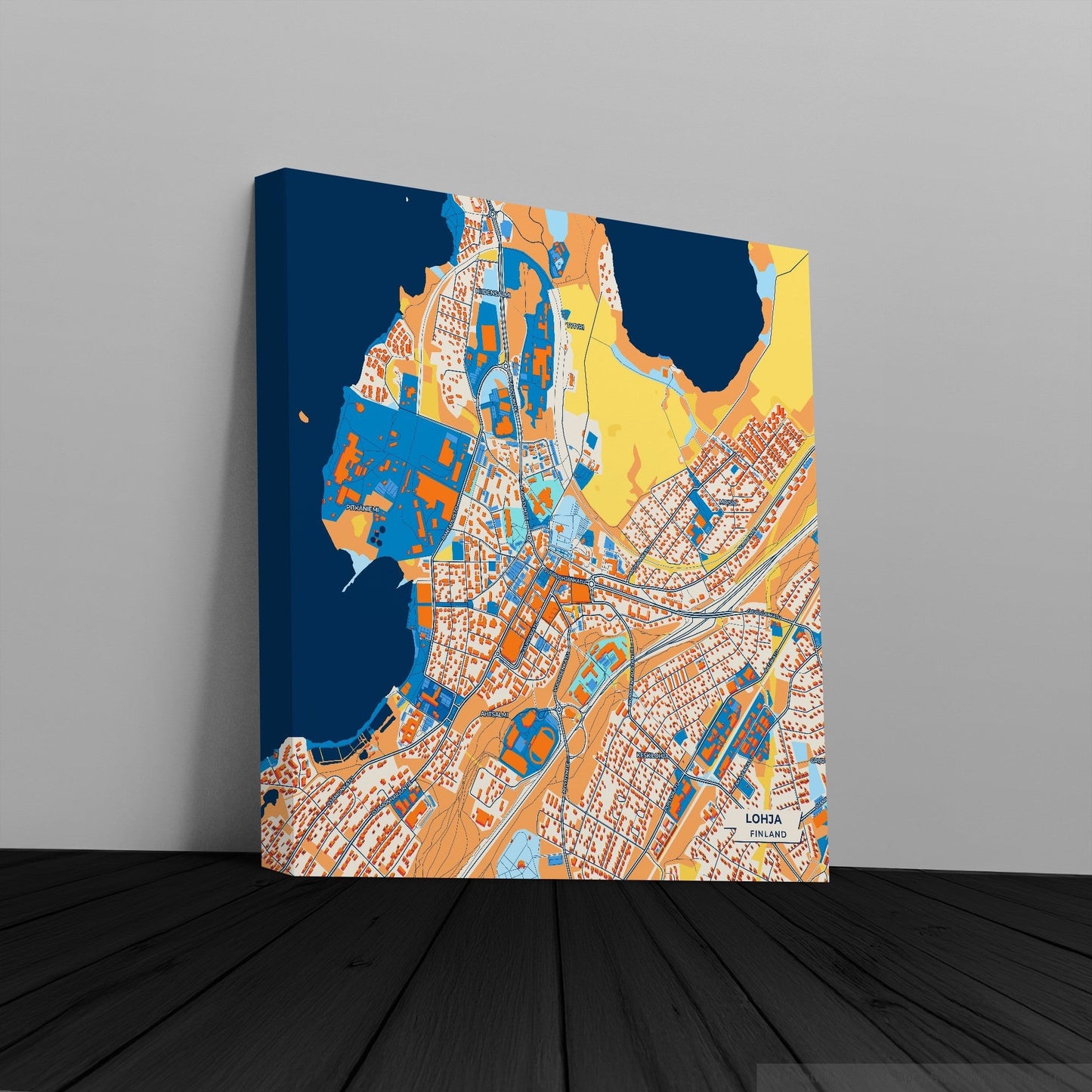 Lohja Finland Colorful City Map Canvas Print