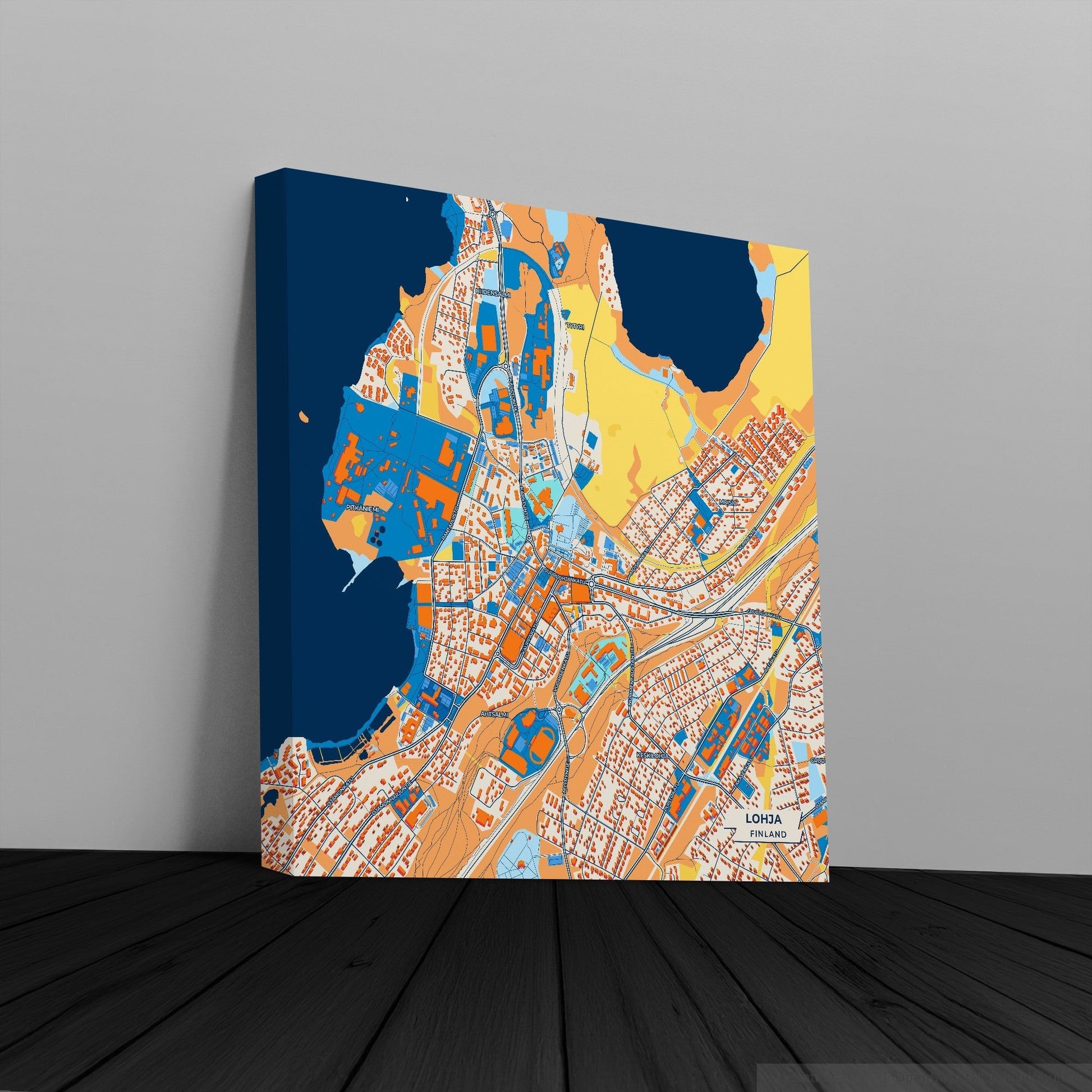 Lohja Finland Colorful City Map Canvas Print