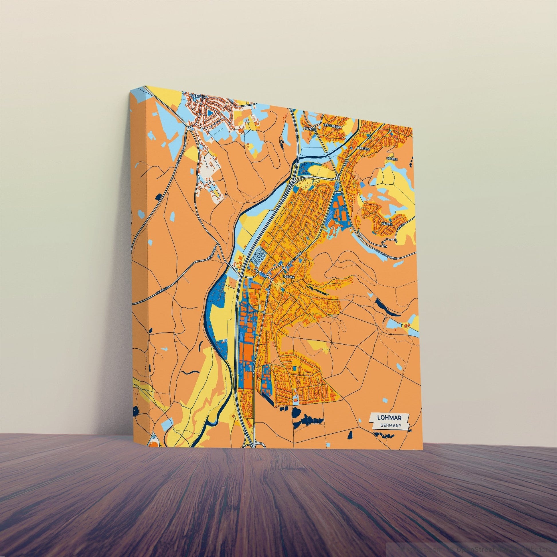 Lohmar Germany Colorful City Map Canvas Print