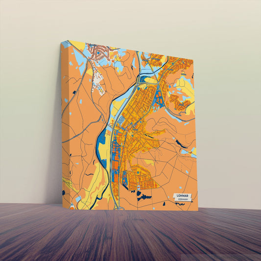 Lohmar Germany Colorful City Map Canvas Print