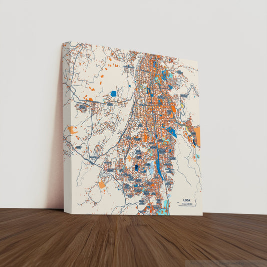 Loja Ecuador Colorful City Map Canvas Print