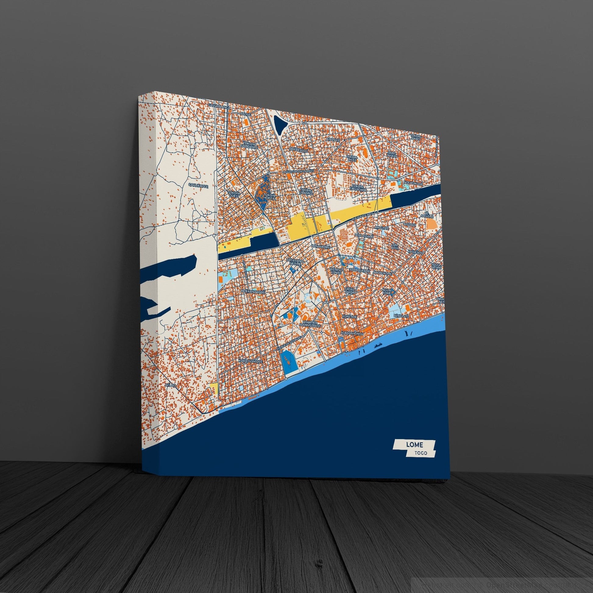 Lome Togo Colorful City Map Canvas Print