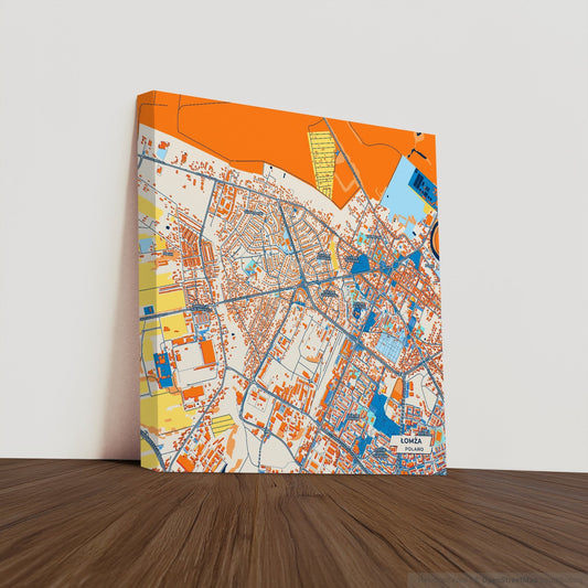 Łomża Poland Colorful City Map Canvas Print