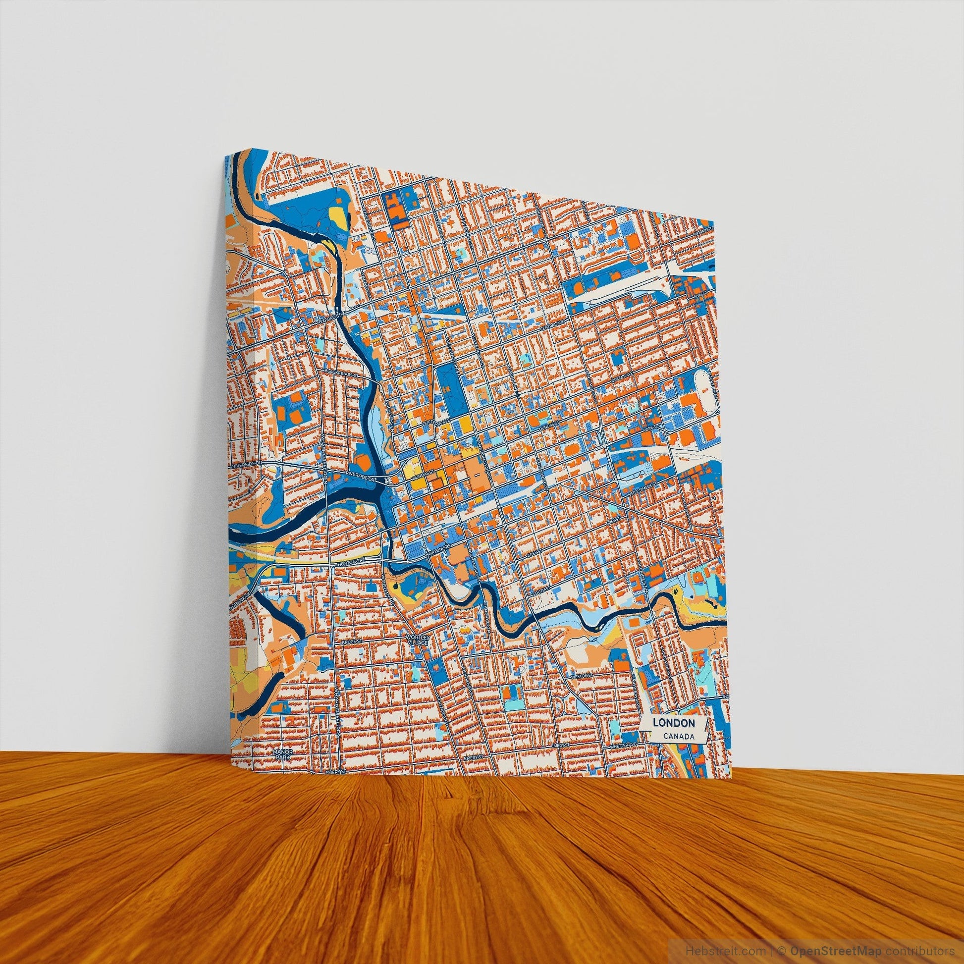 London Canada Colorful City Map Canvas Print