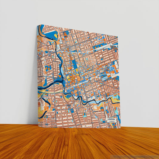 London Canada Colorful City Map Canvas Print