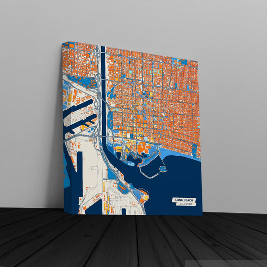 Long Beach California Colorful City Map Canvas Print