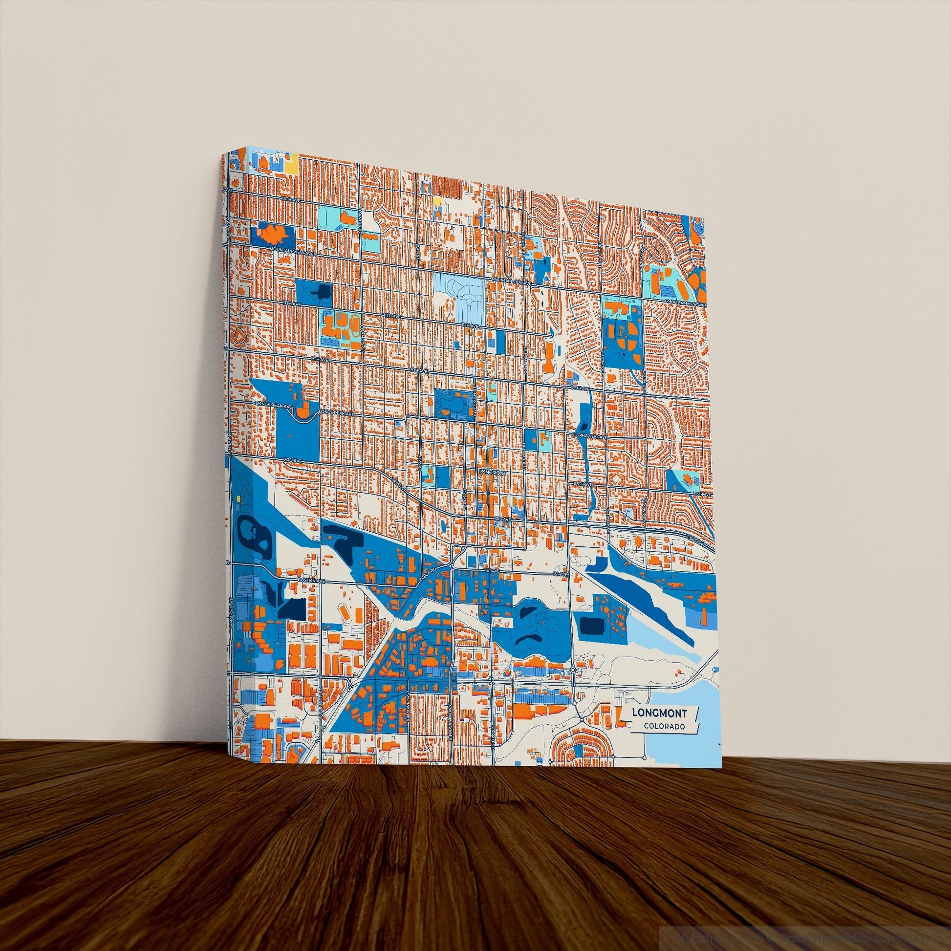 Longmont Colorado Colorful City Map Canvas Print