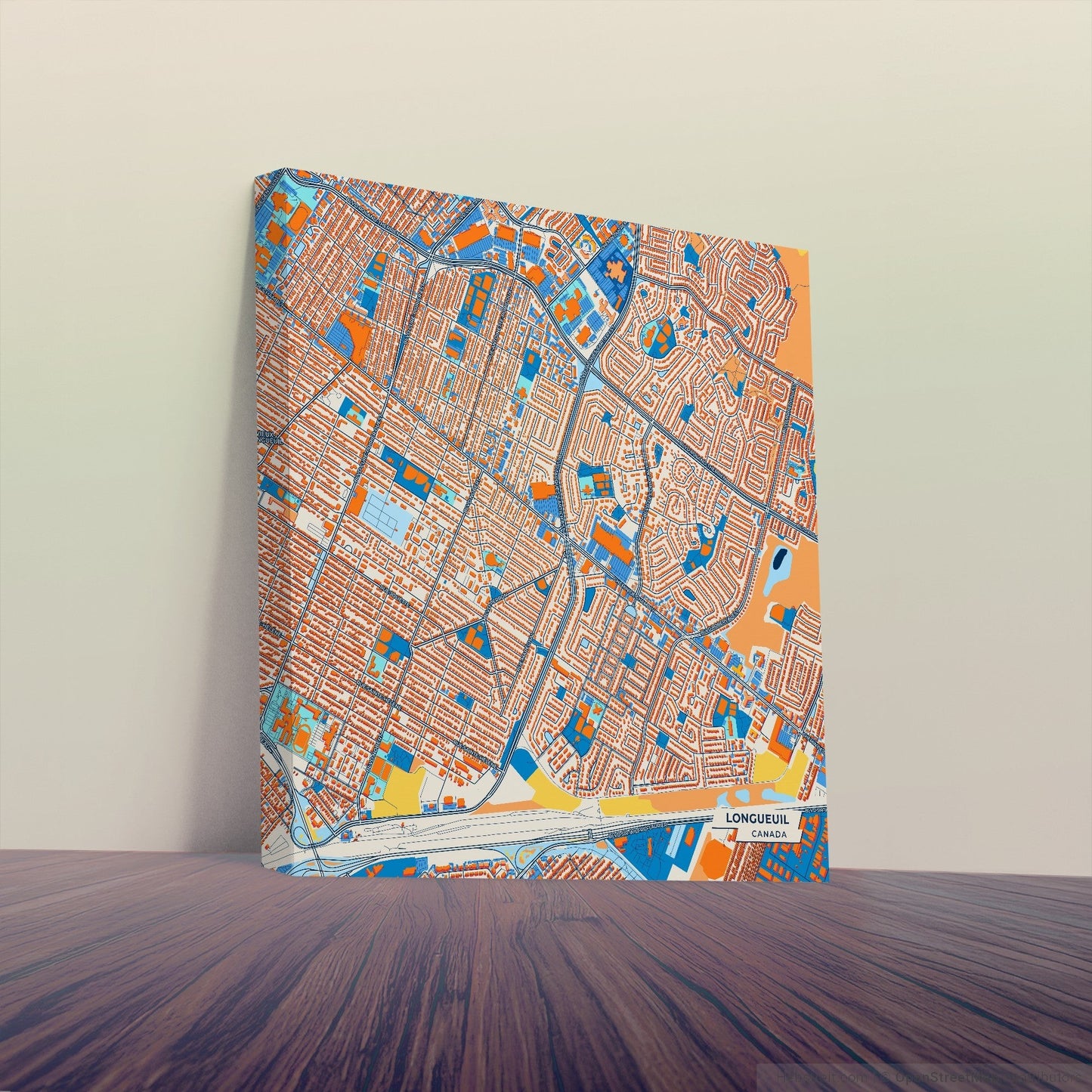 Longueuil Canada Colorful City Map Canvas Print
