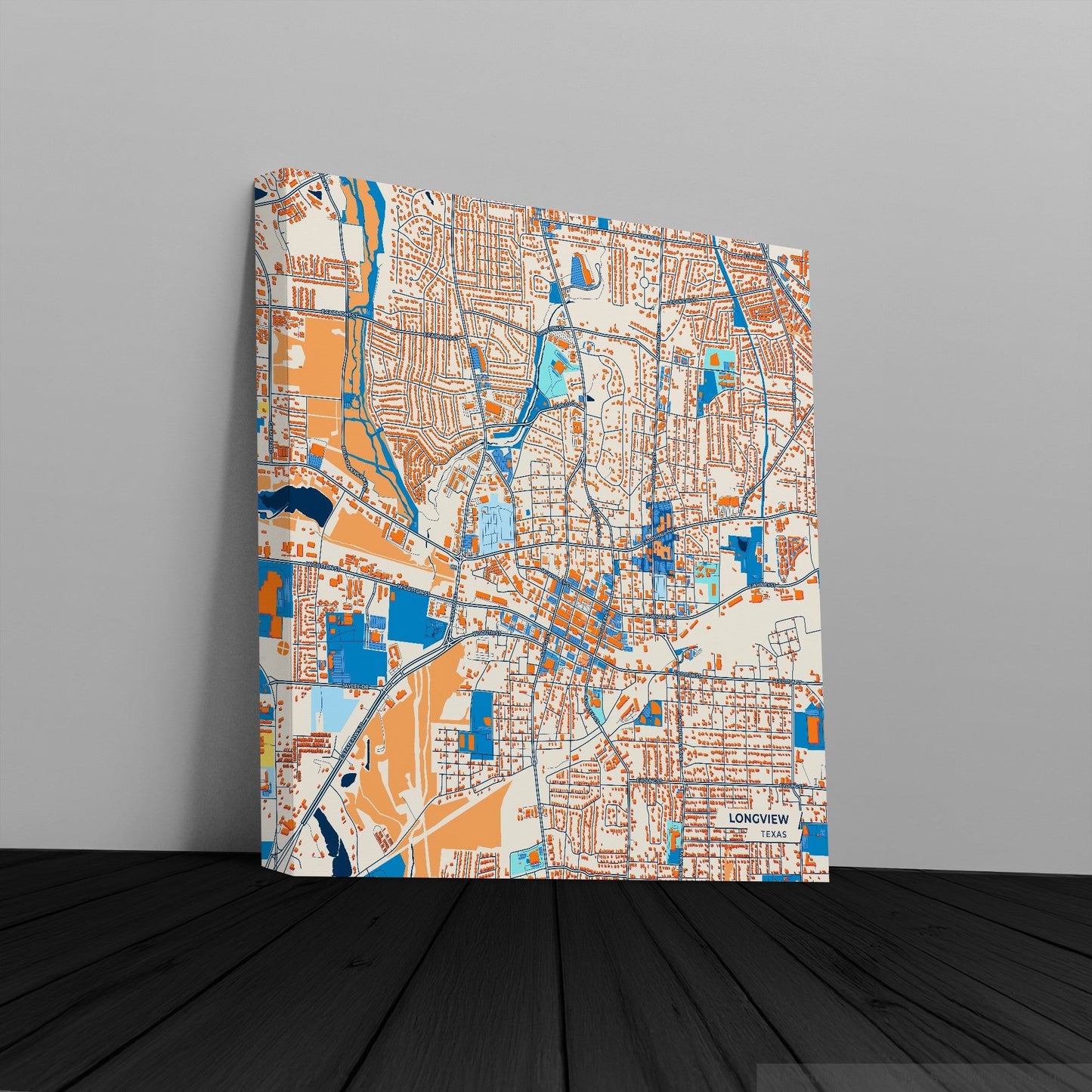 Longview Texas Colorful City Map Canvas Print