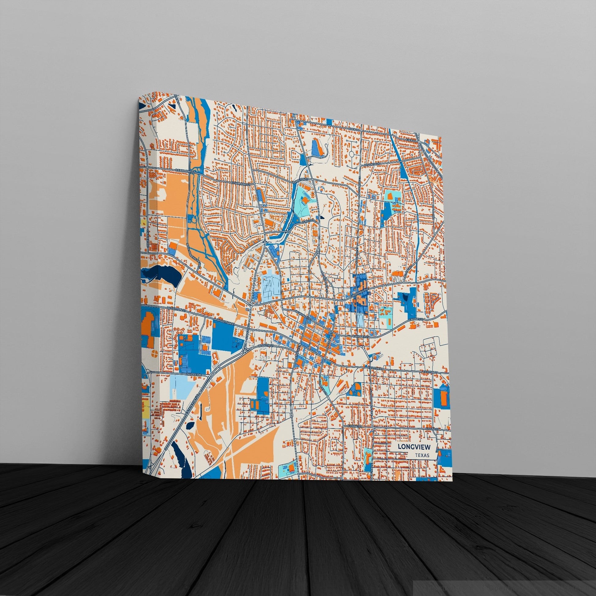 Longview Texas Colorful City Map Canvas Print