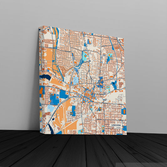 Longview Texas Colorful City Map Canvas Print